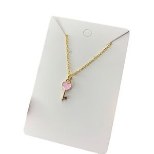 Pink key heart necklace